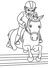 Little Kid On A Jumping Horse Coloring Page