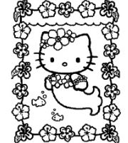 Little Kitty As A Mermaid Coloring Page