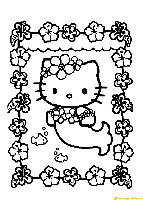 Hello Kitty Mermaid Coloring Pages Free Print Sarah Robert S Coloring 