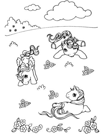 Little Ponies In The Field Coloring Page
