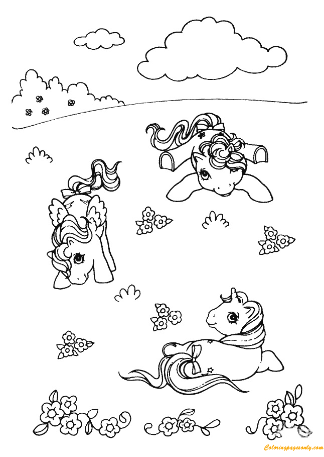 Little Ponies In The Field Coloring Pages