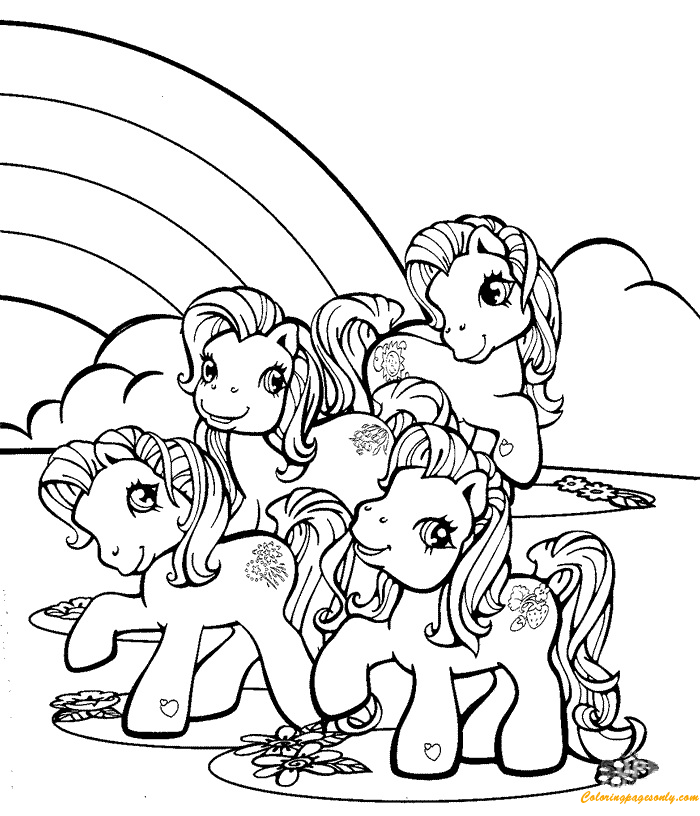 Little Pony Near Rainbow Coloring Page