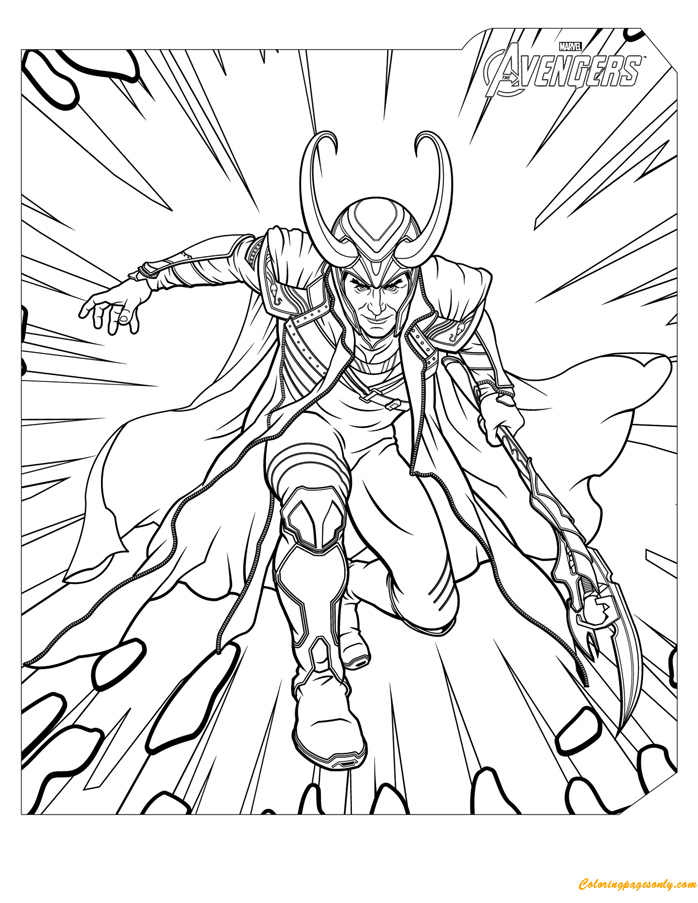 Free printable Avengers Loki coloring pages for kids  Avengers coloring  pages, Avengers coloring, Marvel coloring