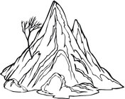 Lonely Tree On The Mountain Stone Coloring Pages