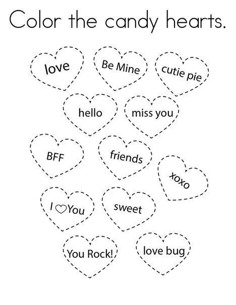 Love Candy Hearts Coloring Page