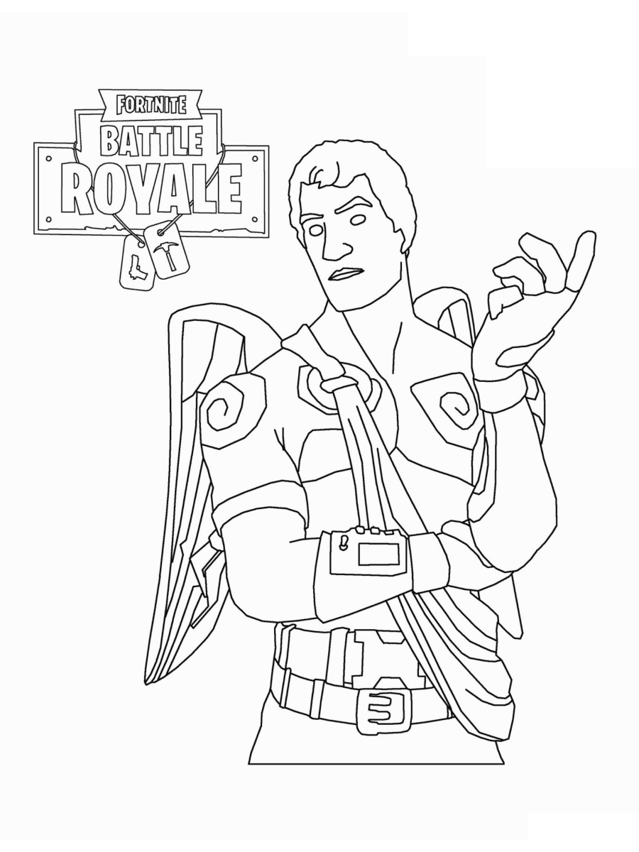 Love Ranger from Fortnite has meanders around his body and stone wings Coloring Pages