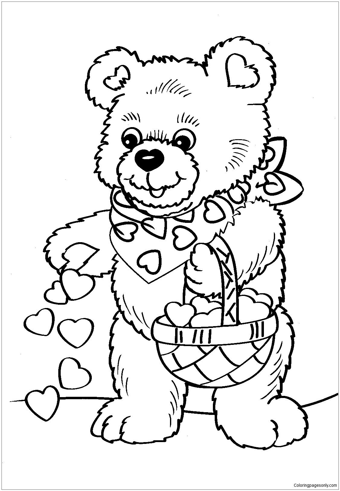 Lovely Bear In Valentines Day Coloring Pages