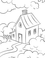 Lovely House with Garden Coloring Page