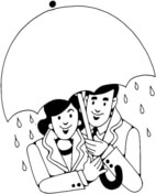 Lovers Under Umbrella In The Rain Coloring Pages