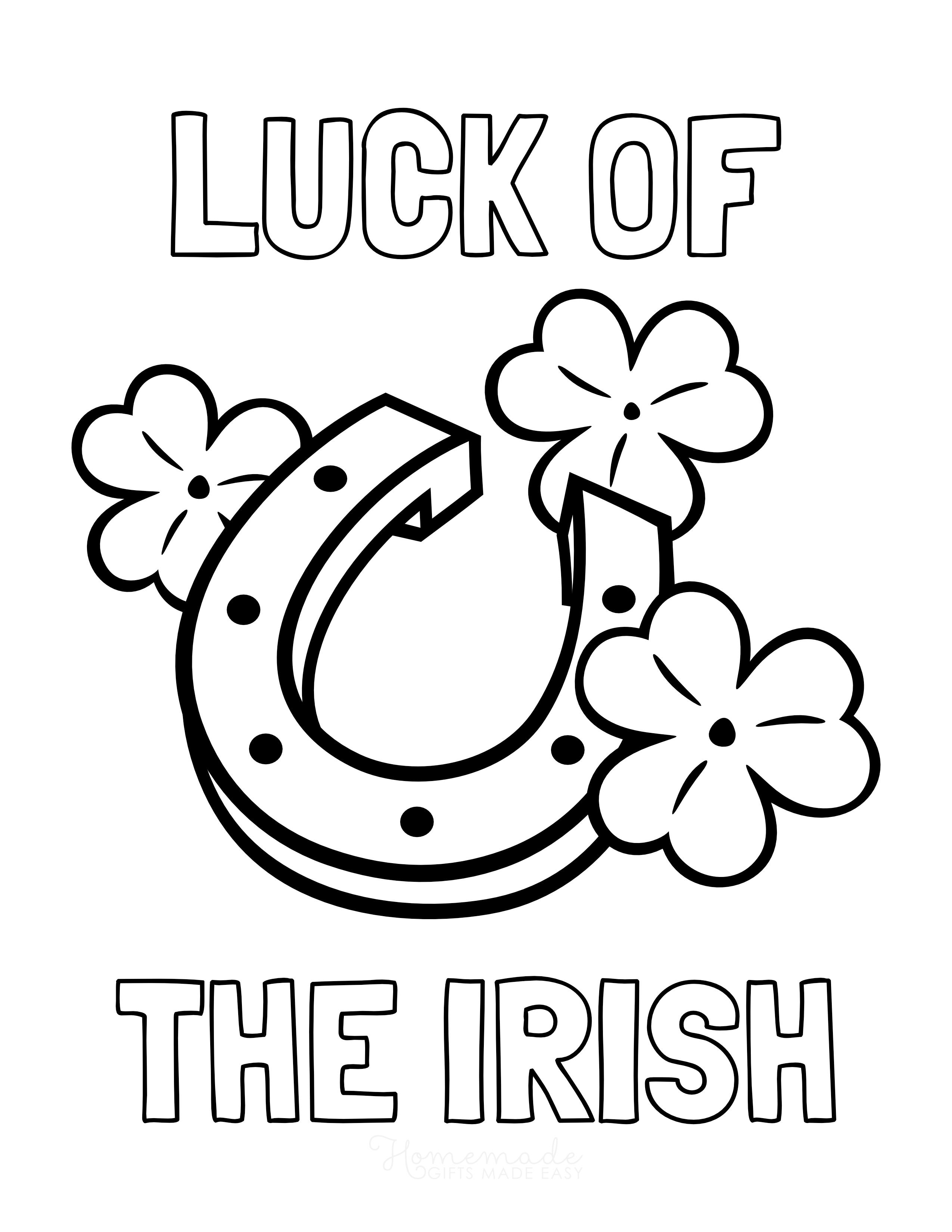 Página para colorear de la suerte de los irlandeses