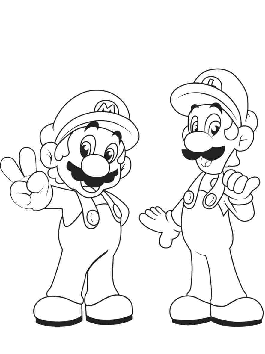 Луиджи и Марио - брат-близнец из Super Mario Bros Coloring Page