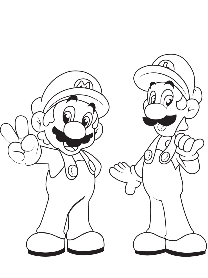 Luigi and Mario is twin brother from Super Mario Bros Coloring Page