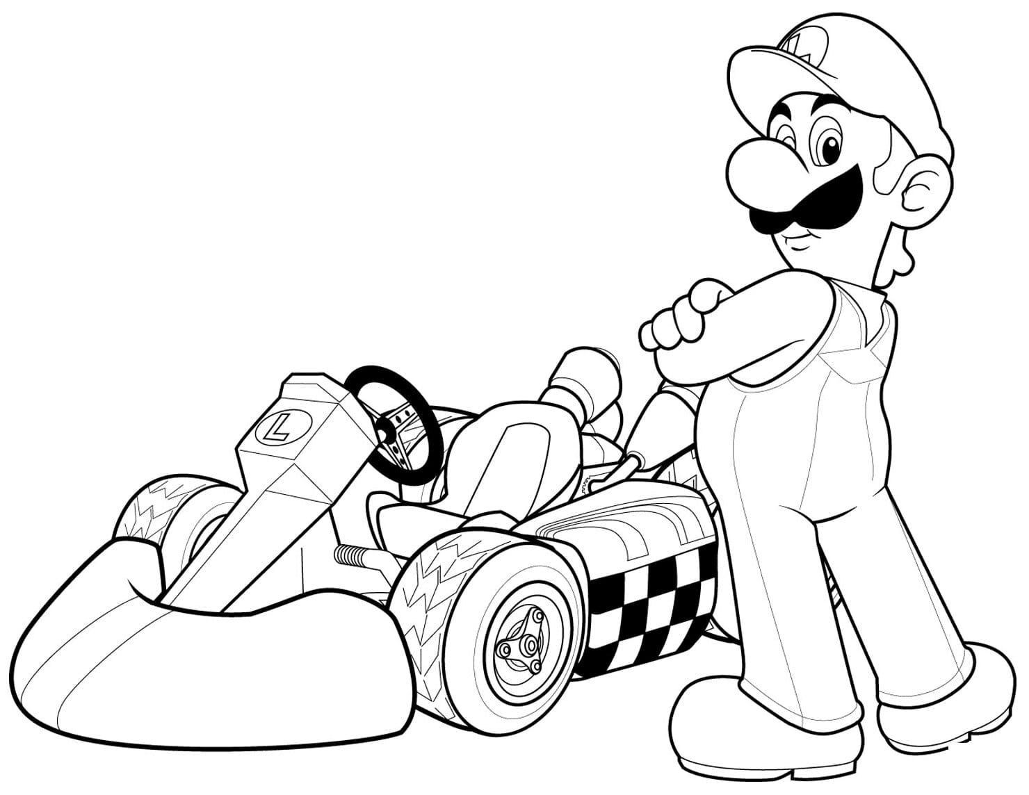 Luigi e l'auto da corsa in Mario Kart Wii di Mario Kart