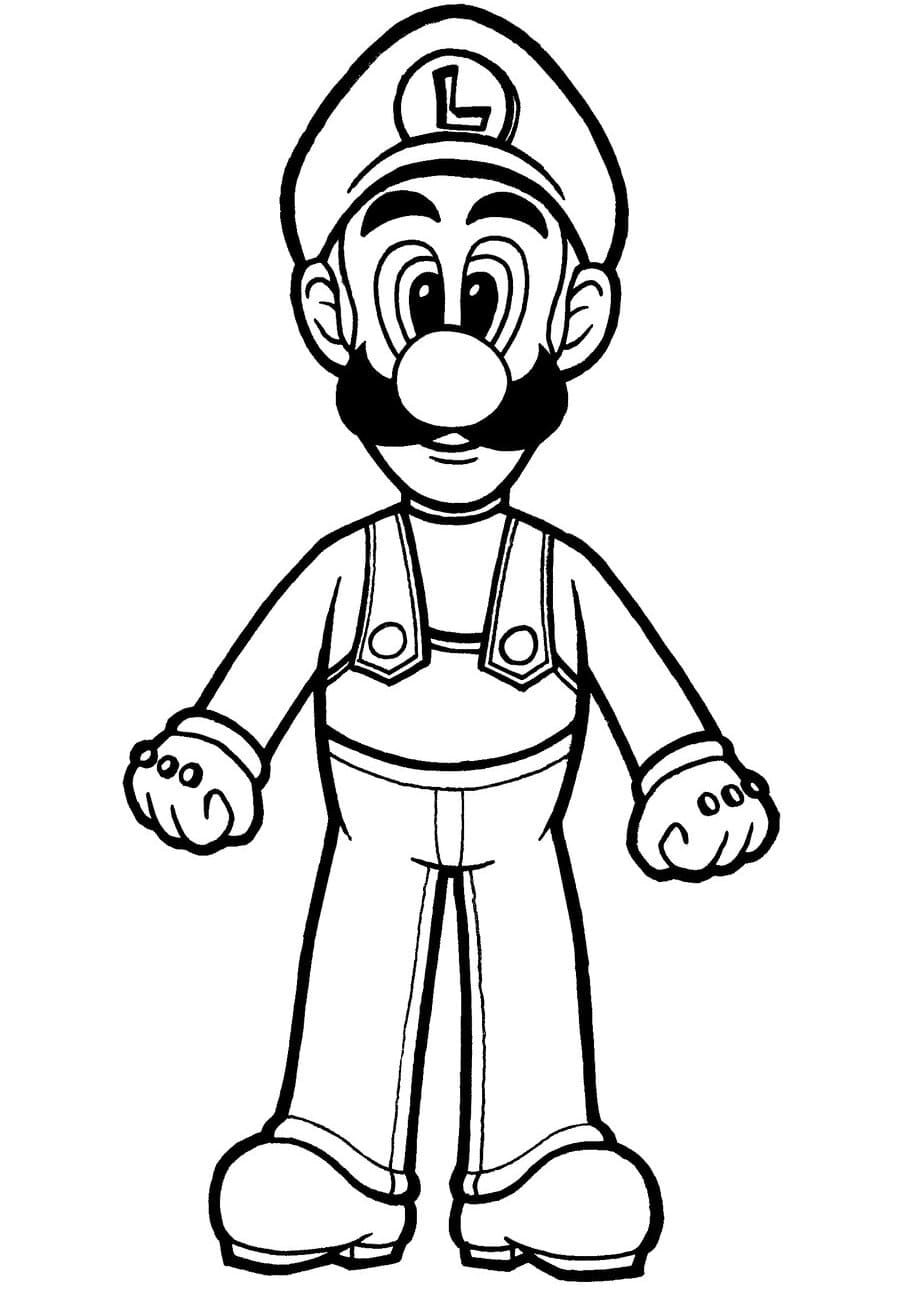 Luigi is a twin brother of Mario Coloring Page