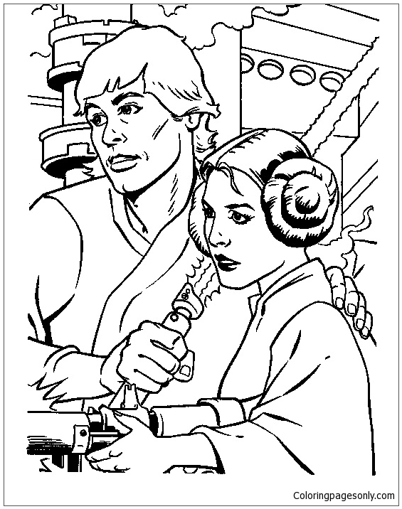 Luke And Leia From Star Wars Coloring Page