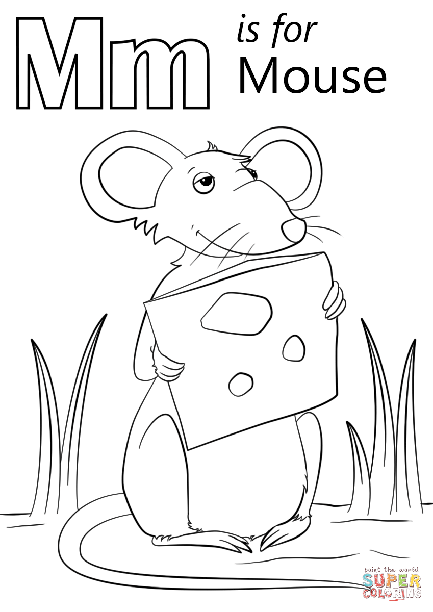 M is for Mouse Coloring Page