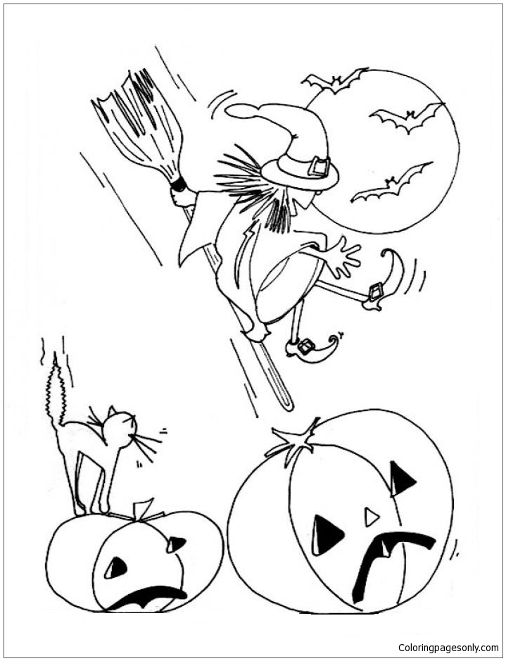 Magic Broom Ride Coloring Pages