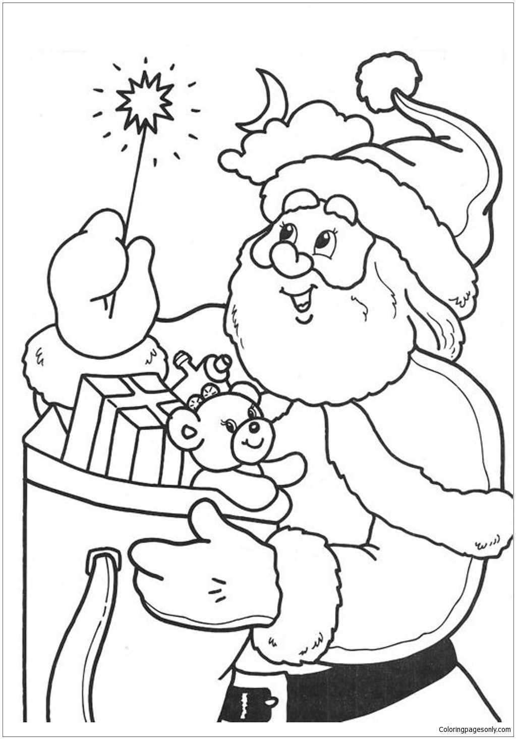 Дед Мороз и елка раскраска для детей