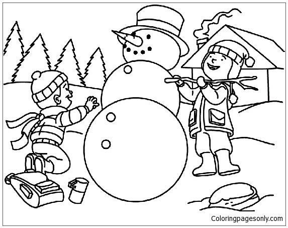 Making A Snowman Coloring Pages