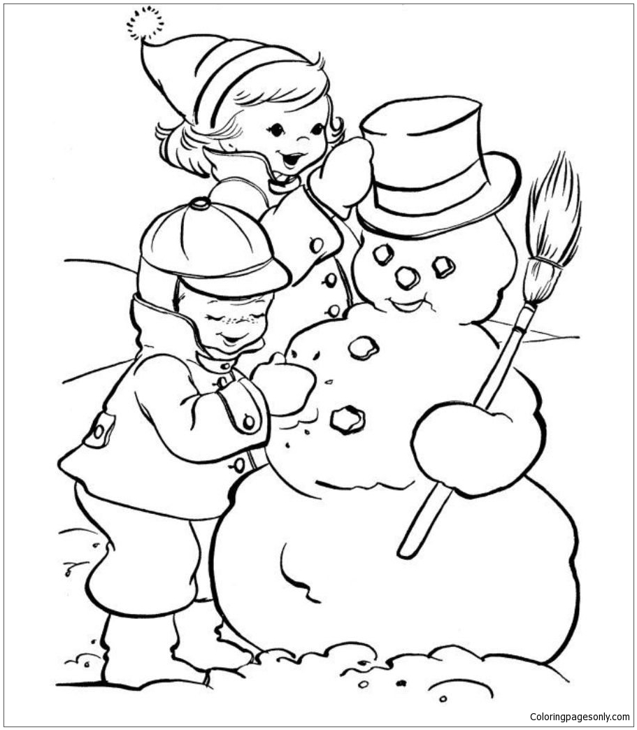 Making Snowman Coloring Pages - Winter Coloring Pages - Coloring Pages