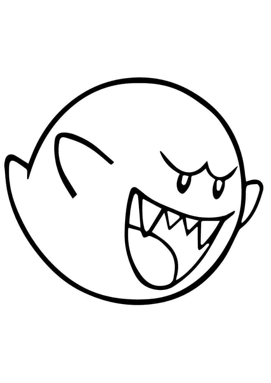 Desenho de Boo maligno em Super Mario Bros para colorir
