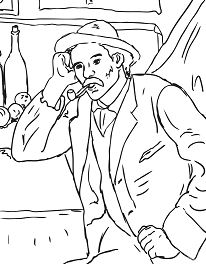 Man With A Pipe by Paul Cezanne Coloring Page
