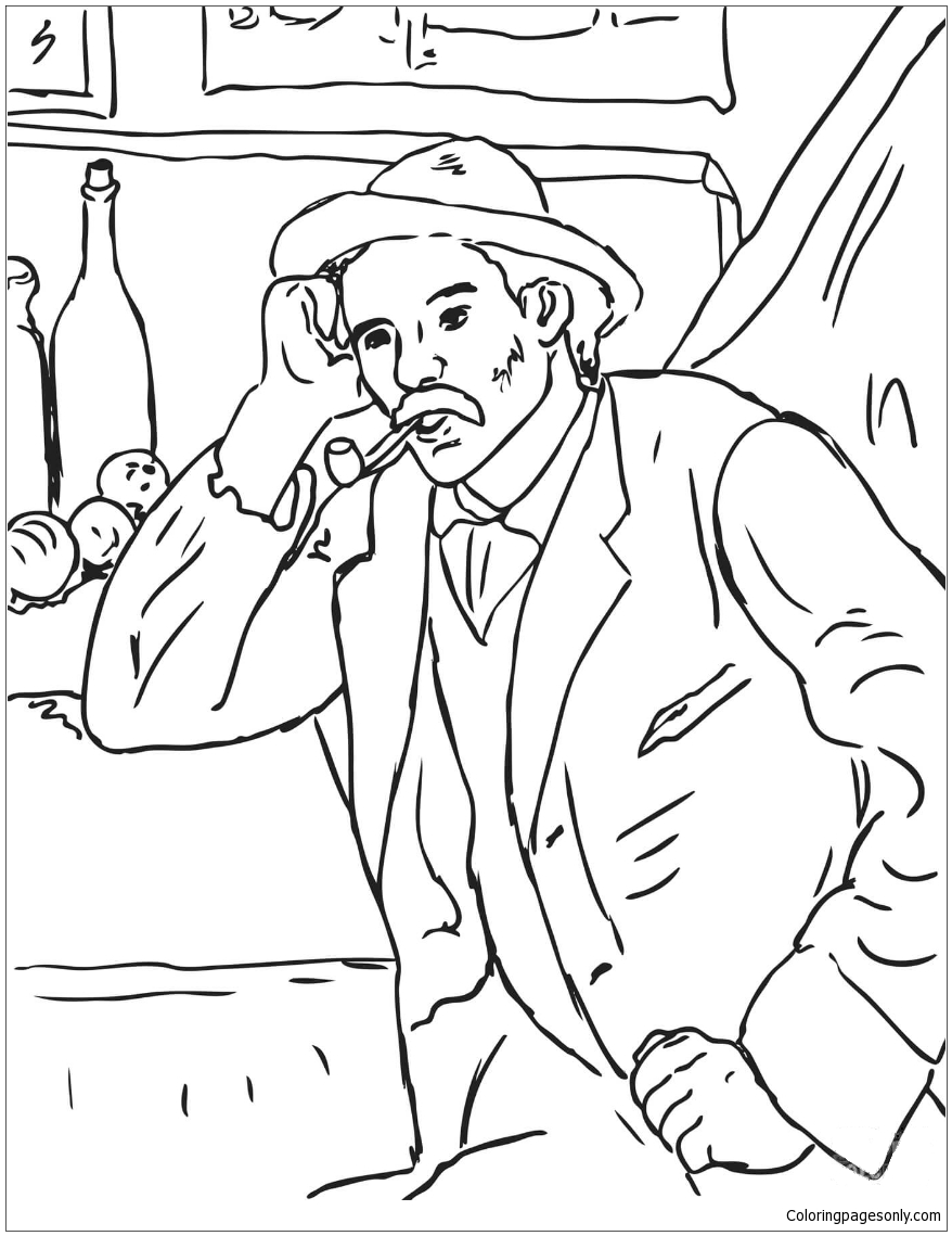 Man met een pijp van Paul Cezanne uit beroemde schilderijen