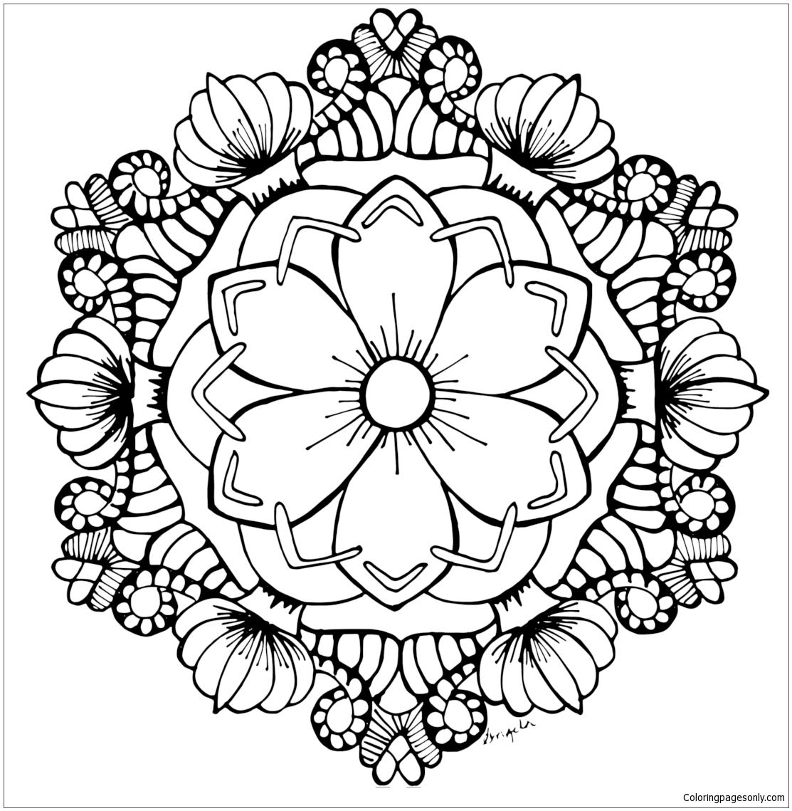 Mandala August Flower Garden Coloring Pages