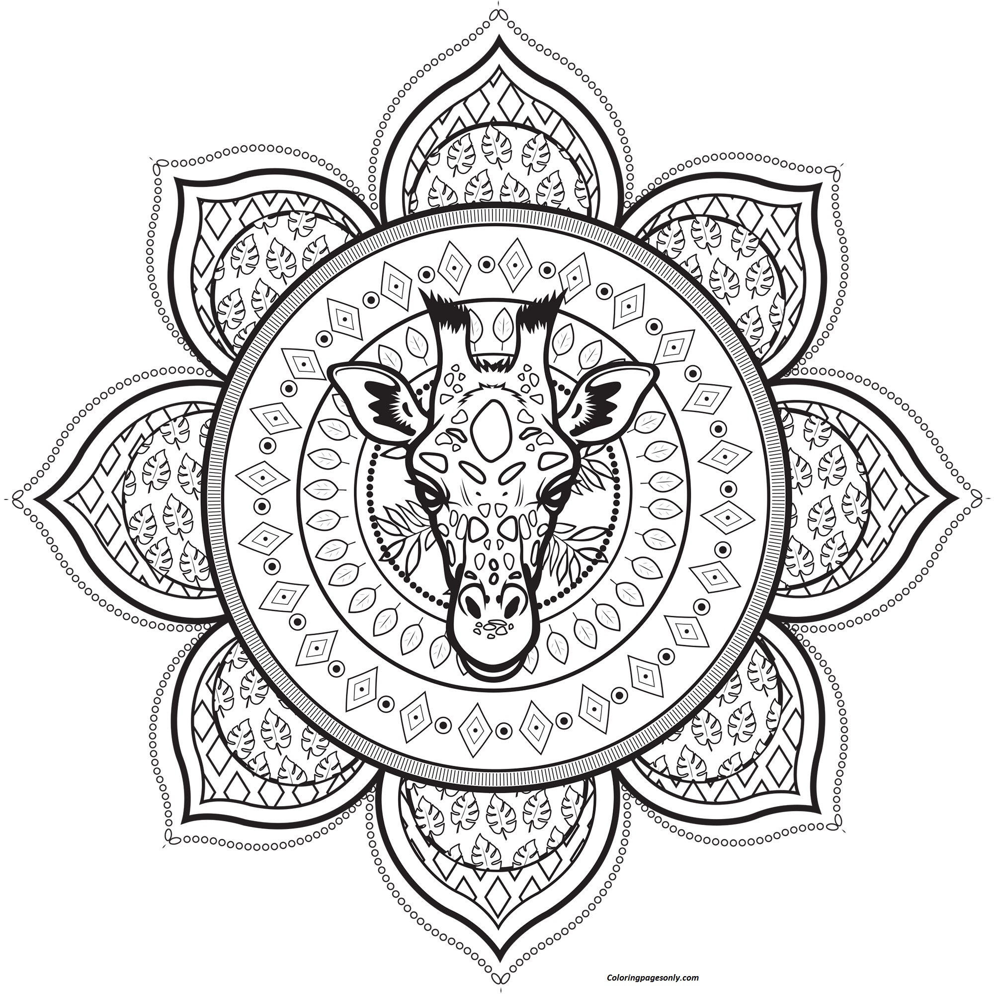 Download Mandala With A Giraffe Coloring Pages Mandala Coloring Pages Coloring Pages For Kids And Adults