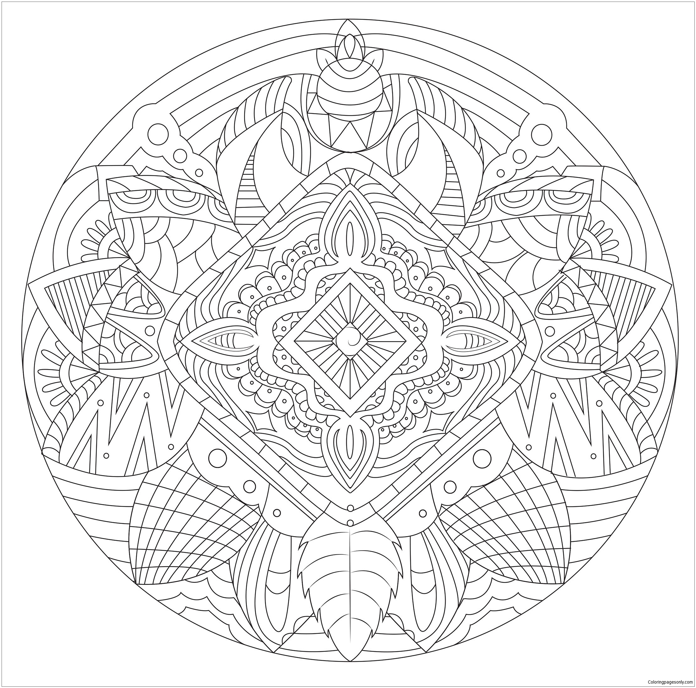 Mandala mit Blumen und Federn von Mandala