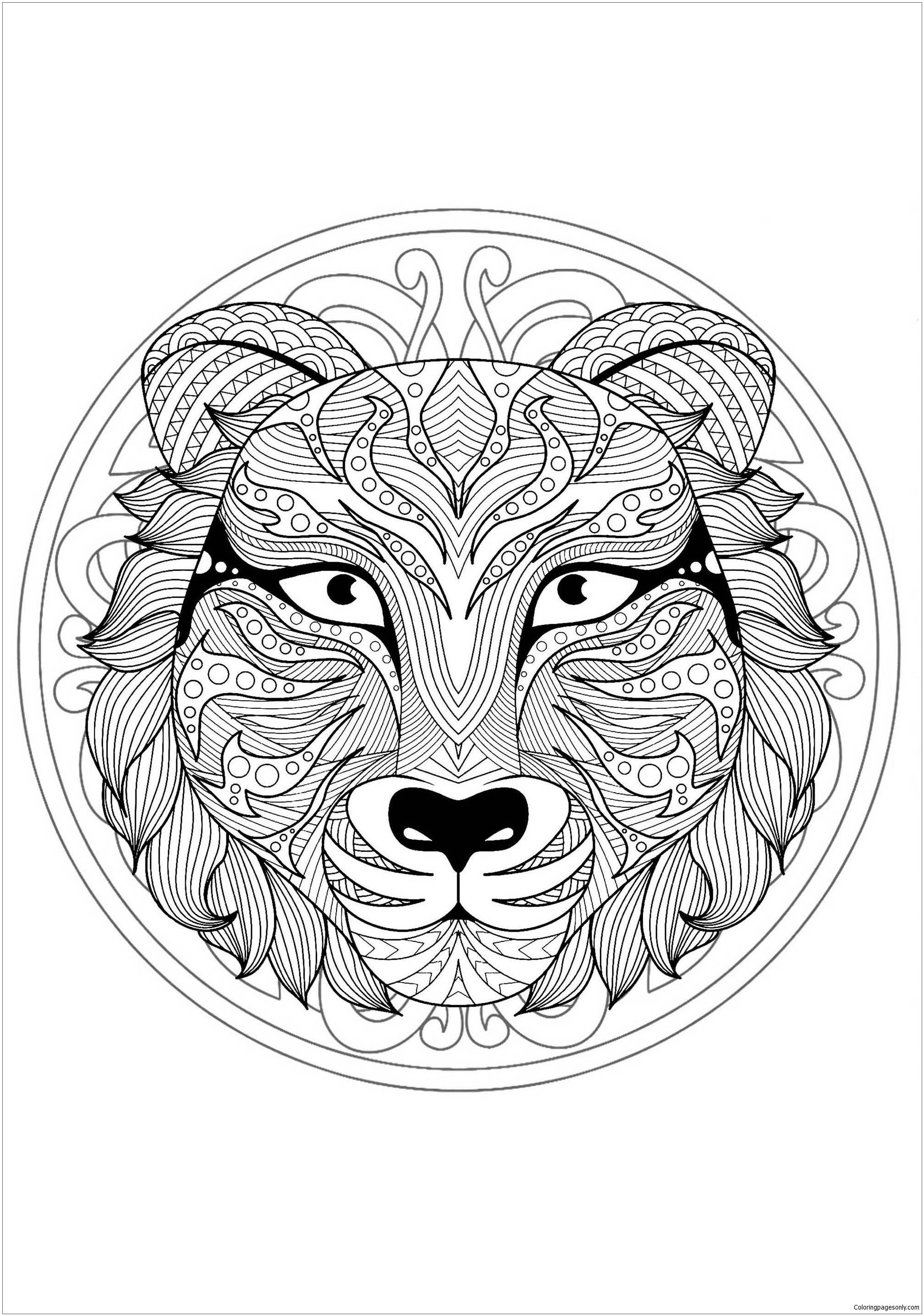 Mandala avec tête de Tigre – 1 de Mandala