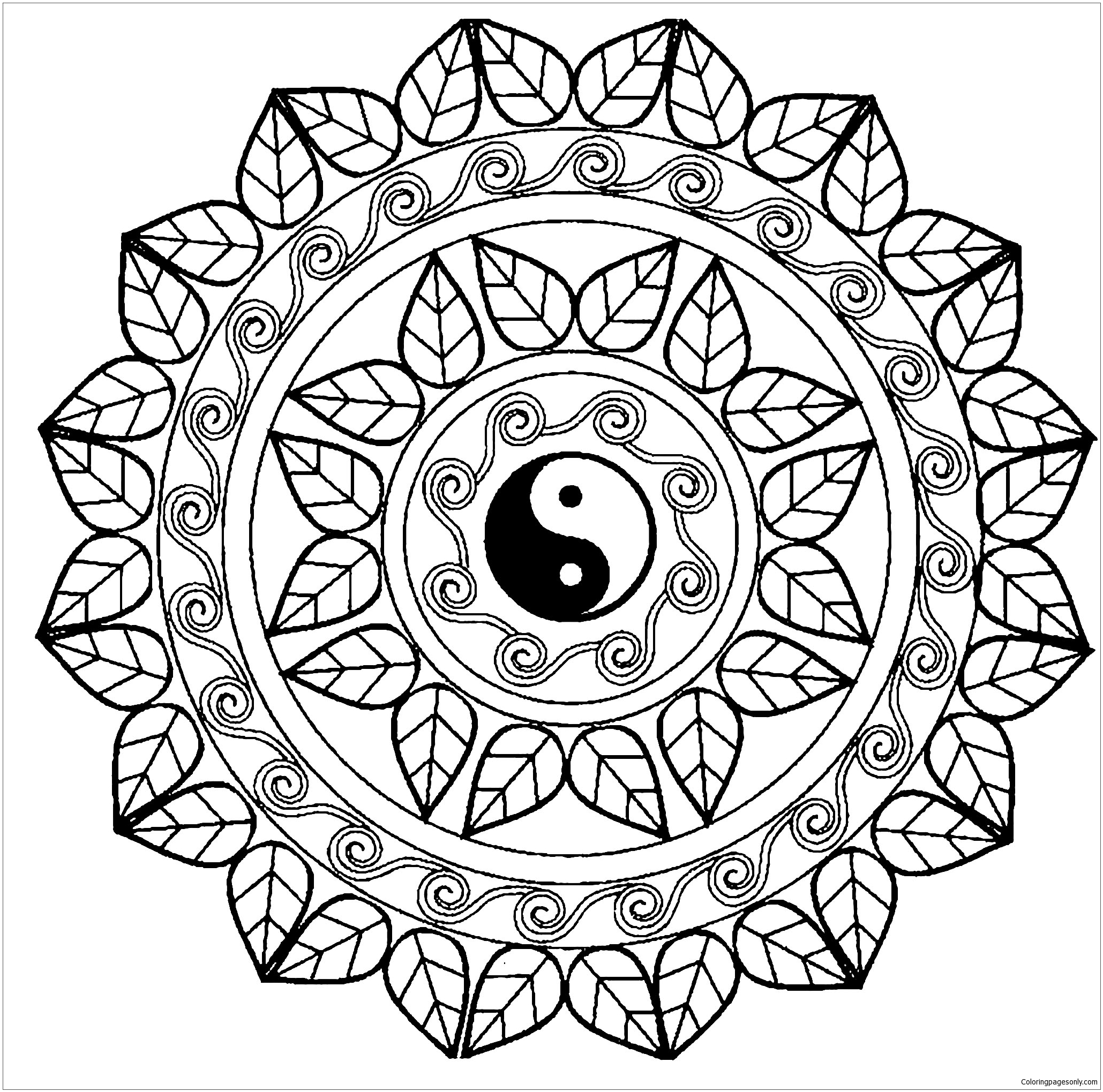 Mandala Yin Yang Mandalas Coloring Pages