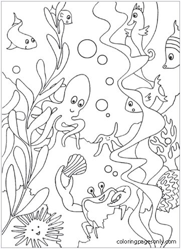 Marine Life Drawing Coloring Pages
