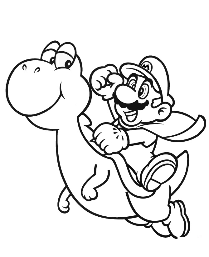 Mario y el lindo Yoshi de Super Mario Bros de Mario