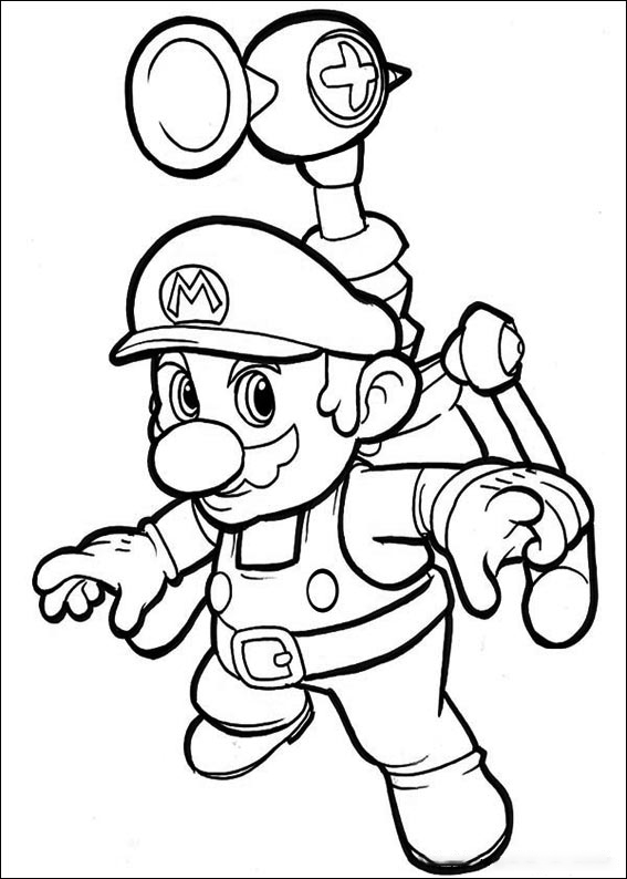 Mario gets jetpack in Super Mario Bros Coloring Page