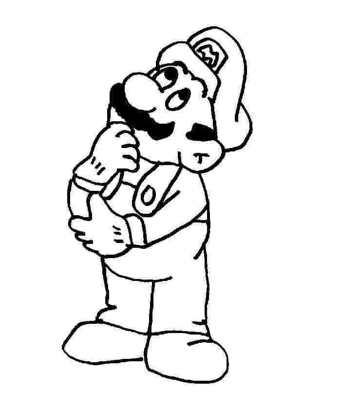 Mario in his thought Coloring Pages