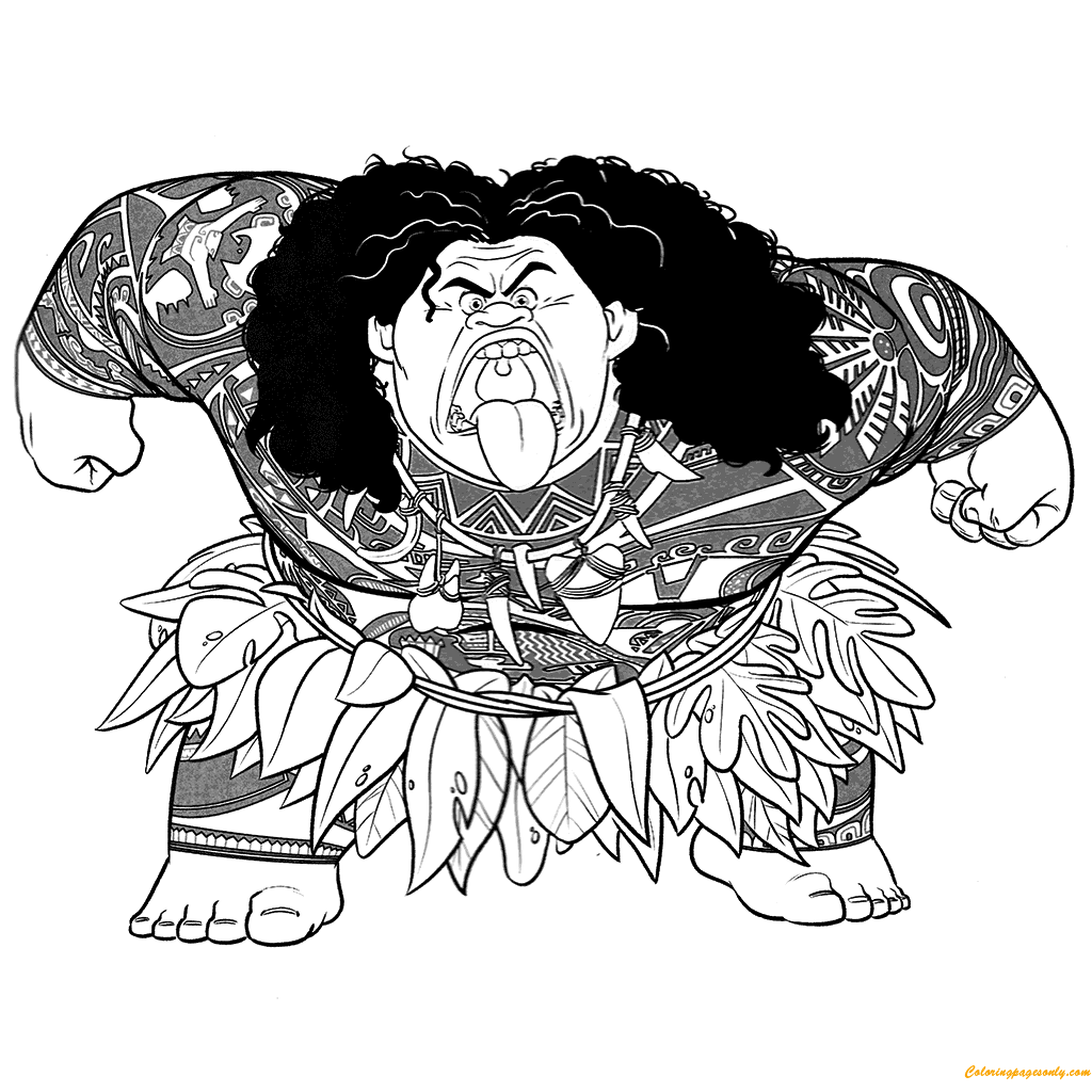 Maui Walt Disney Character From Moana Coloring Page