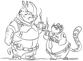 McHorn and Benjamin Clawhauser from Zootopia Coloring Page