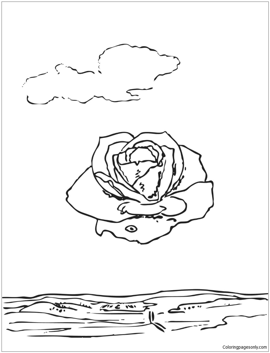 Meditatieve roos van Salvador Dali uit beroemde schilderijen
