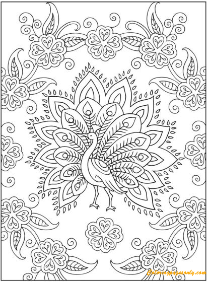 Mehndi Designs Peacock Kleurplaat