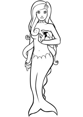 Mermaid standing up Coloring Page