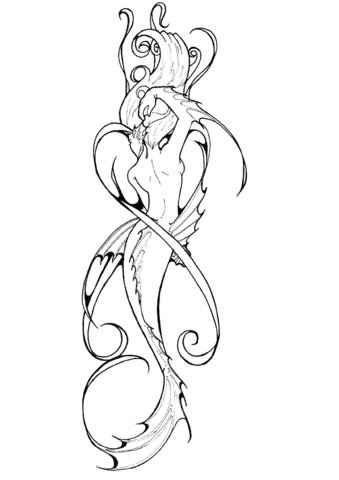 Mermaid tattoo Coloring Pages