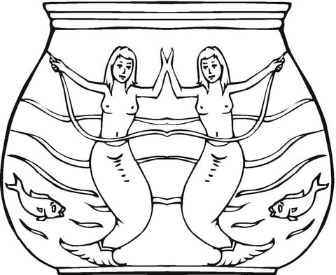 Mermaid twins Coloring Pages