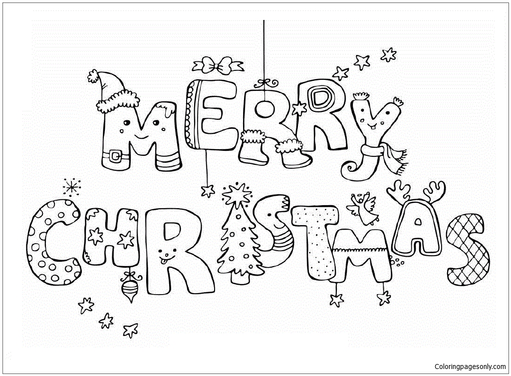 Merry Christmas 1 Coloring Pages - Holidays Coloring Pages - Free