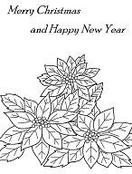 Merry Christmas and Happy New Year with Poinsettia Flower Coloring Pages