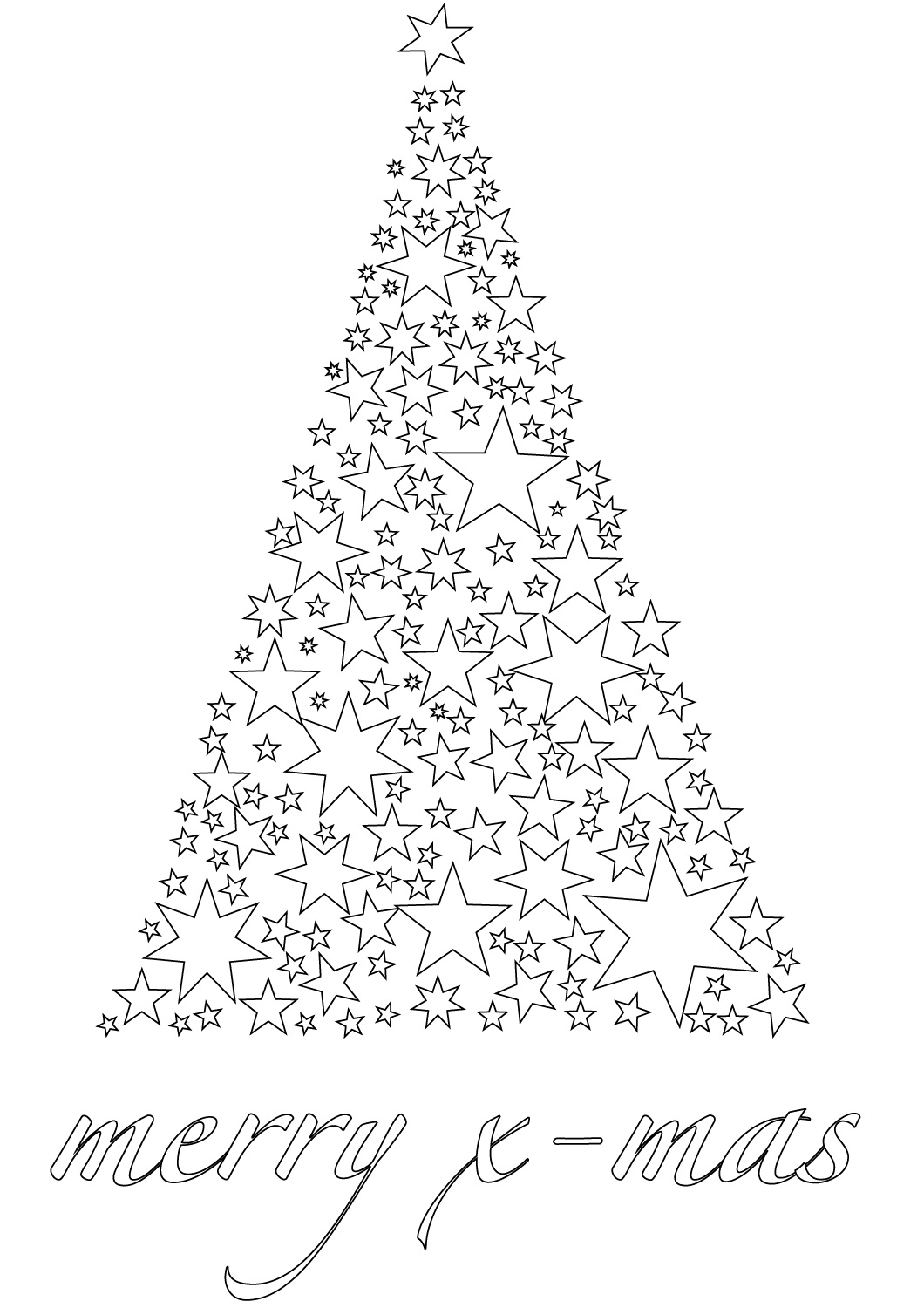 Merry Christmas Greeting Card Coloring Page