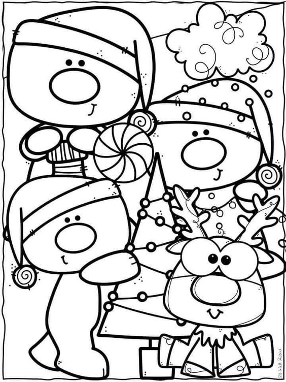 Merry Christmas With Hats Coloring Page
