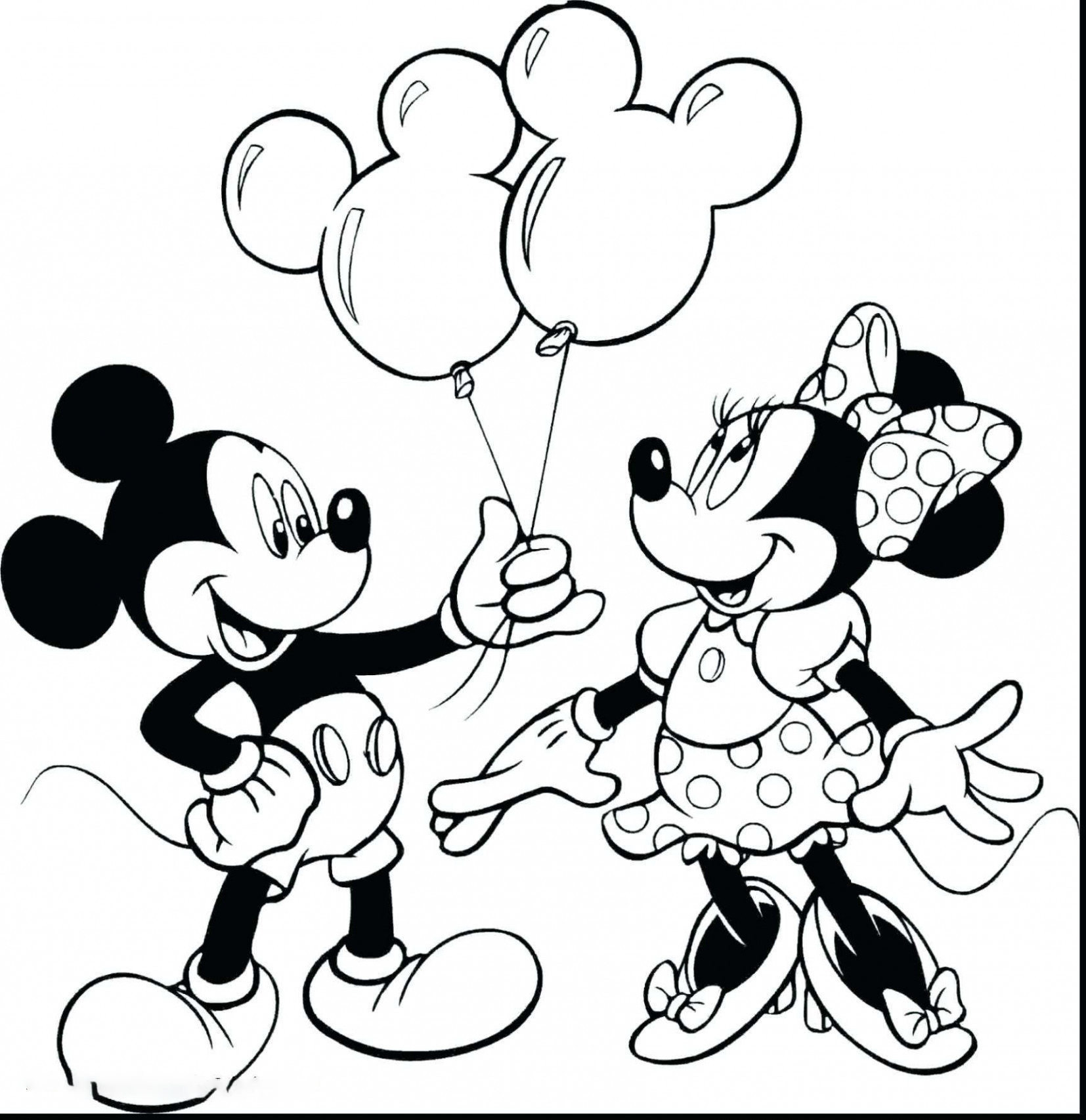 Mickey gives two balloons to Minnie Coloring Pages
