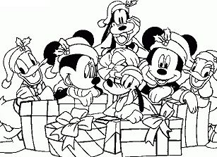 Mickey Mouse and Friends Christmas Coloring Page