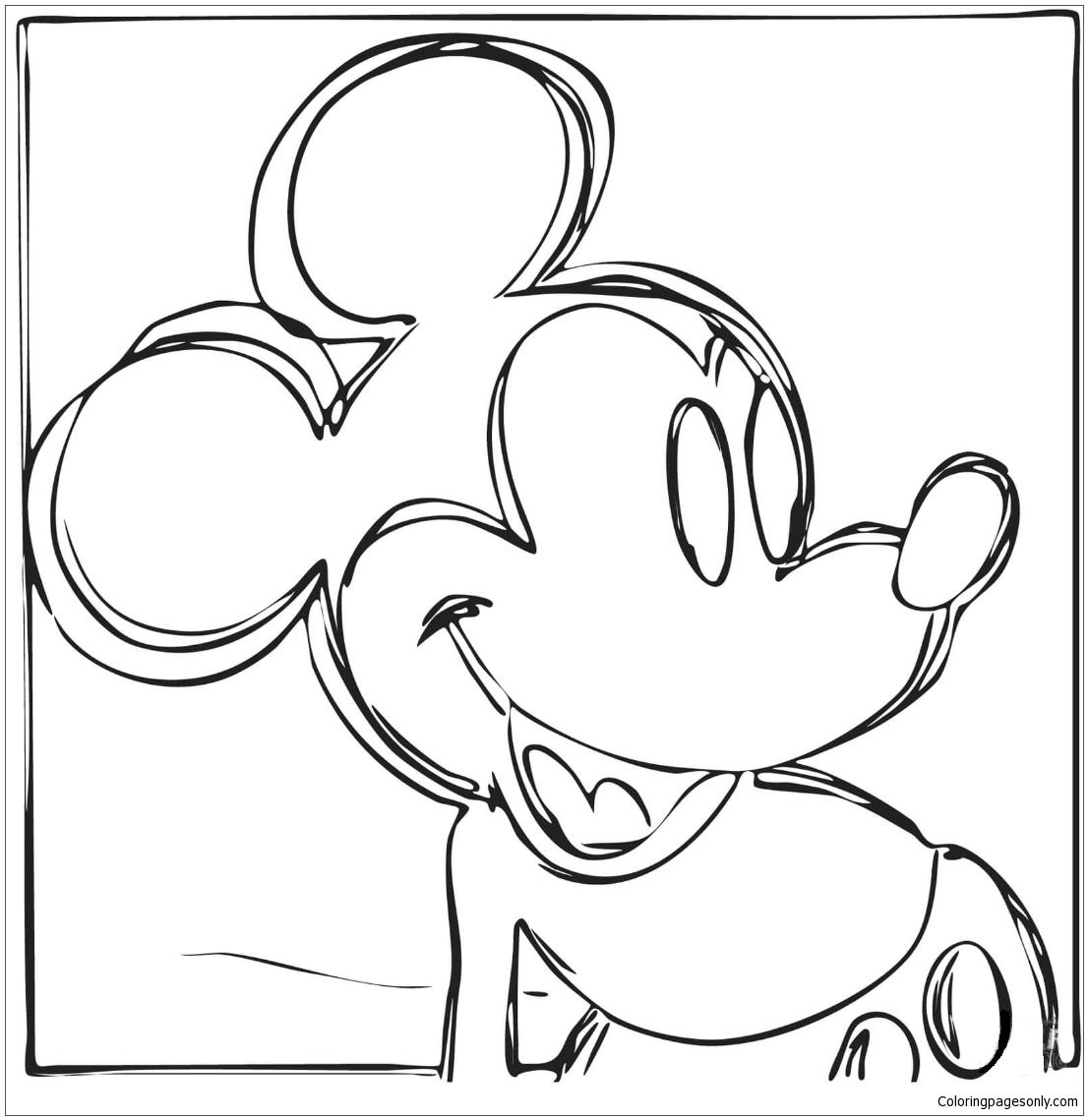 Mickey Mouse By Andy Warhol Coloring Pages